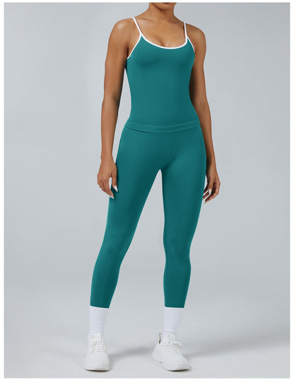 Leggings Line Verde Acqua con la canotta, indossato (3)