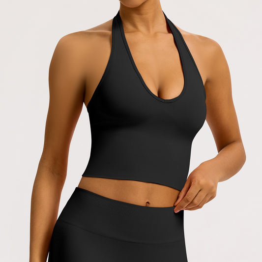 Reggiseno scollo V seamless a coste Sculptline, colore Nero