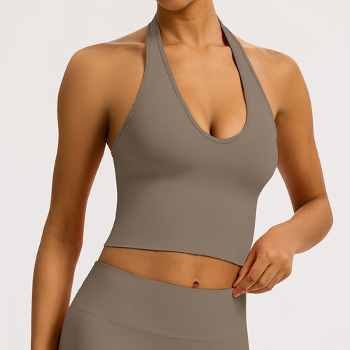 Reggiseno scollo V seamless a coste Sculptline, colore Kaki