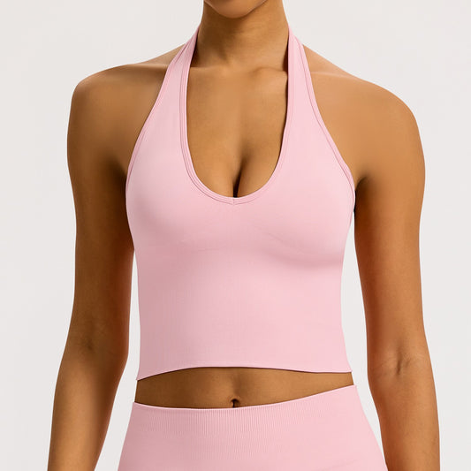 Reggiseno scollo V seamless a coste Sculptline, colore Rosa Pesca
