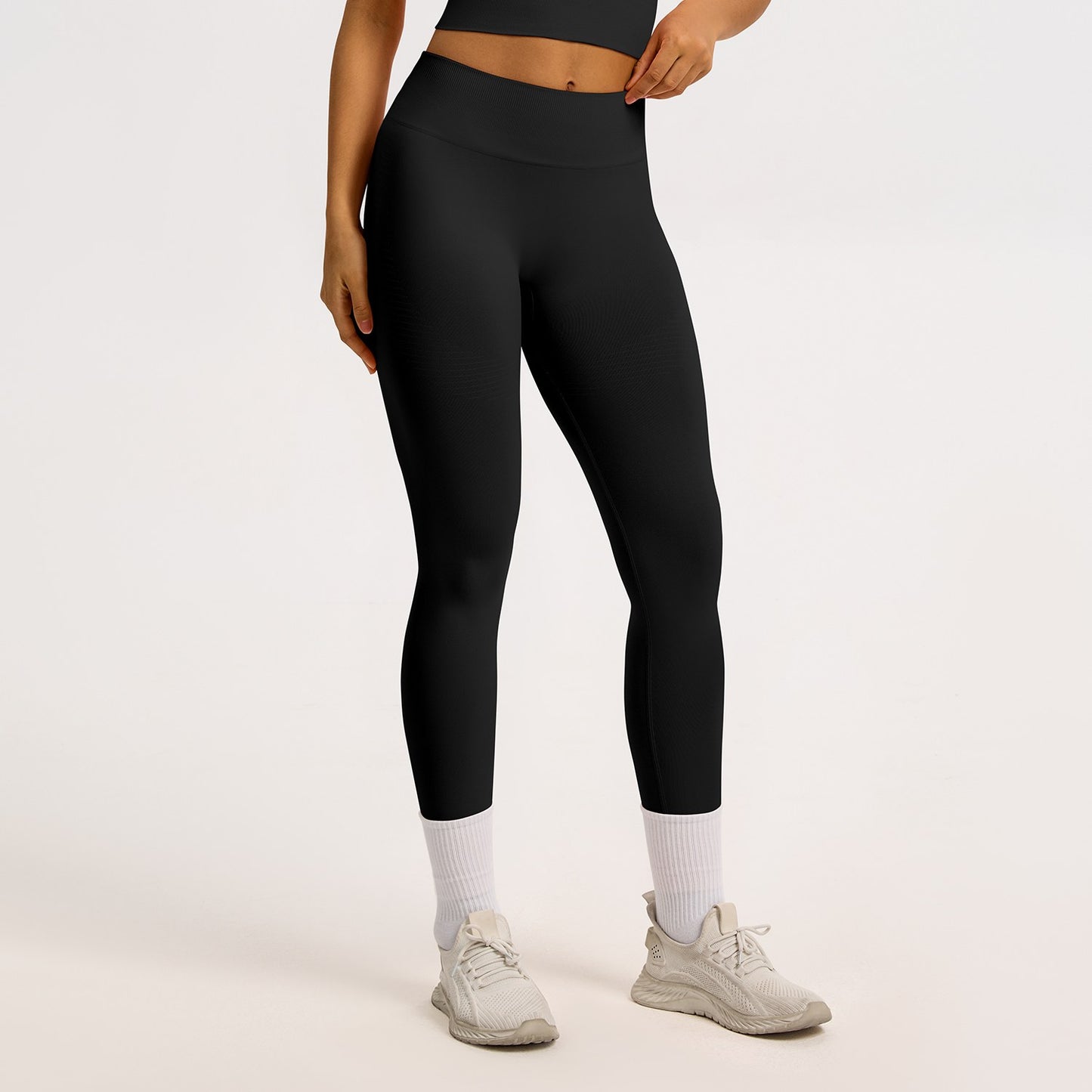 Leggings seamless a coste Sculptline, colore Nero
