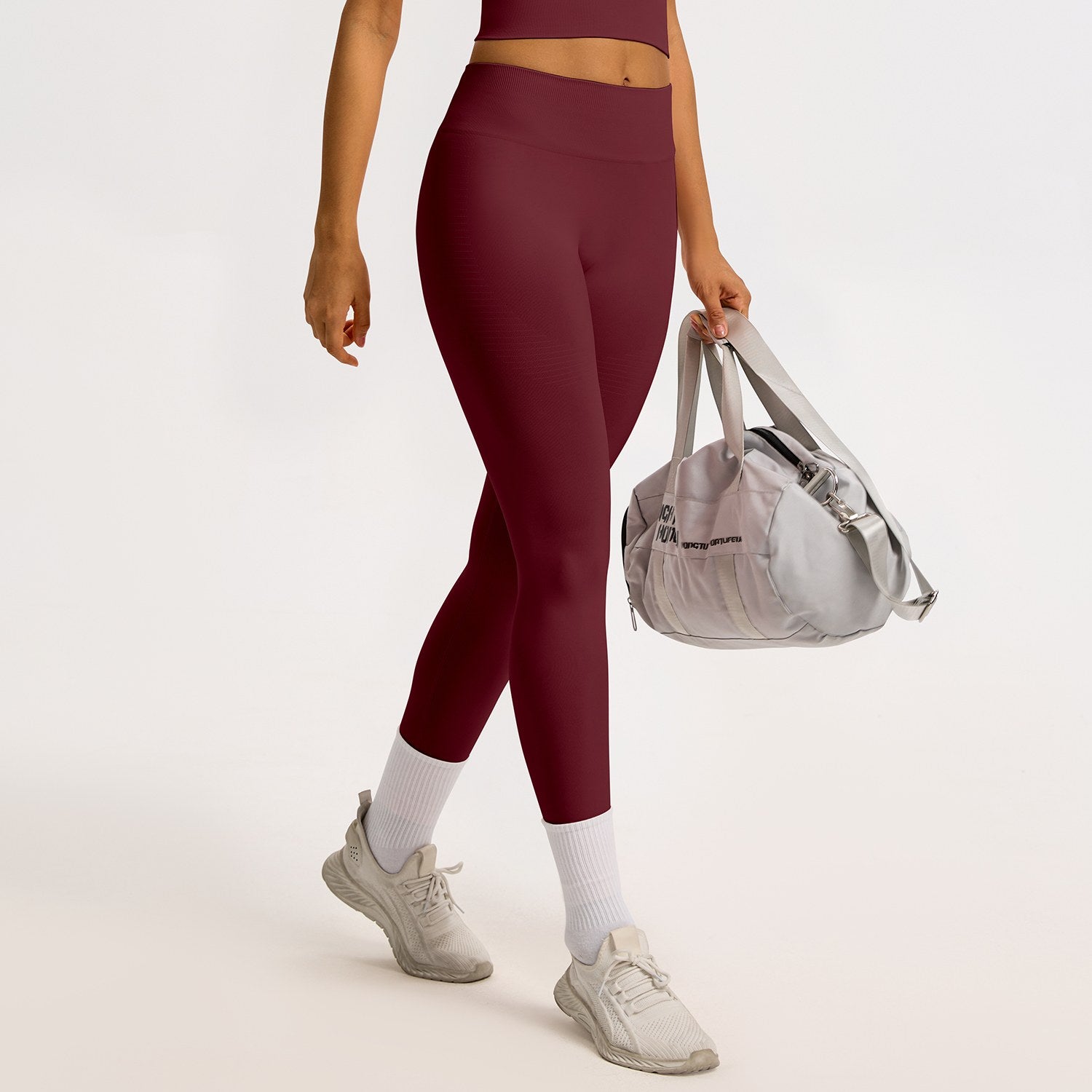 Leggings seamless a coste Sculptline, colore Rosso Ciliegia
