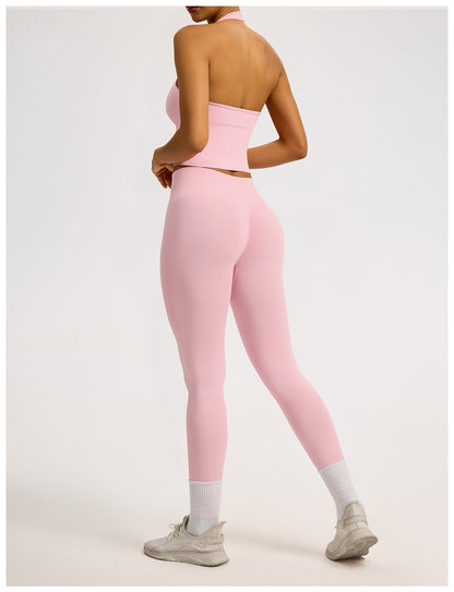 Leggings Sculptline™ Costa — Rosa Pesca, indossato (2)