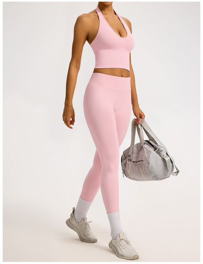 Leggings Sculptline™ Costa — Rosa Pesca, indossato (3)