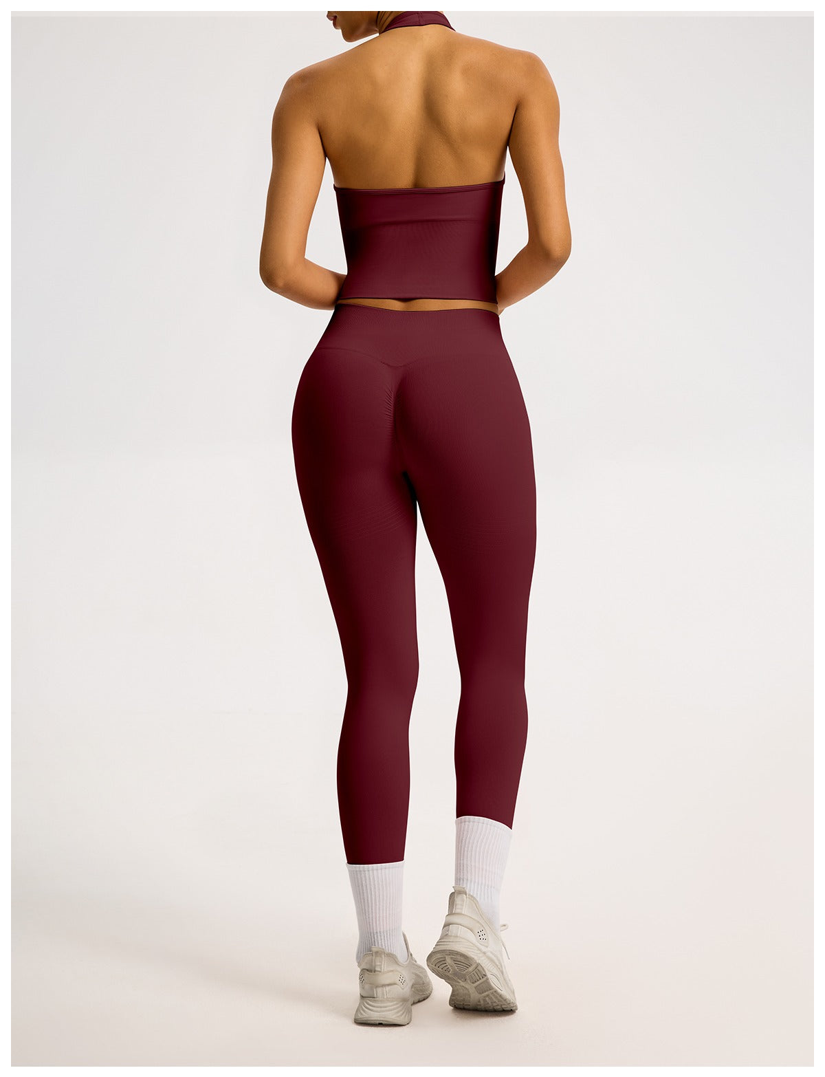 Leggings Sculptline™ Costa — Rosso Ciliegia, indossato (2)