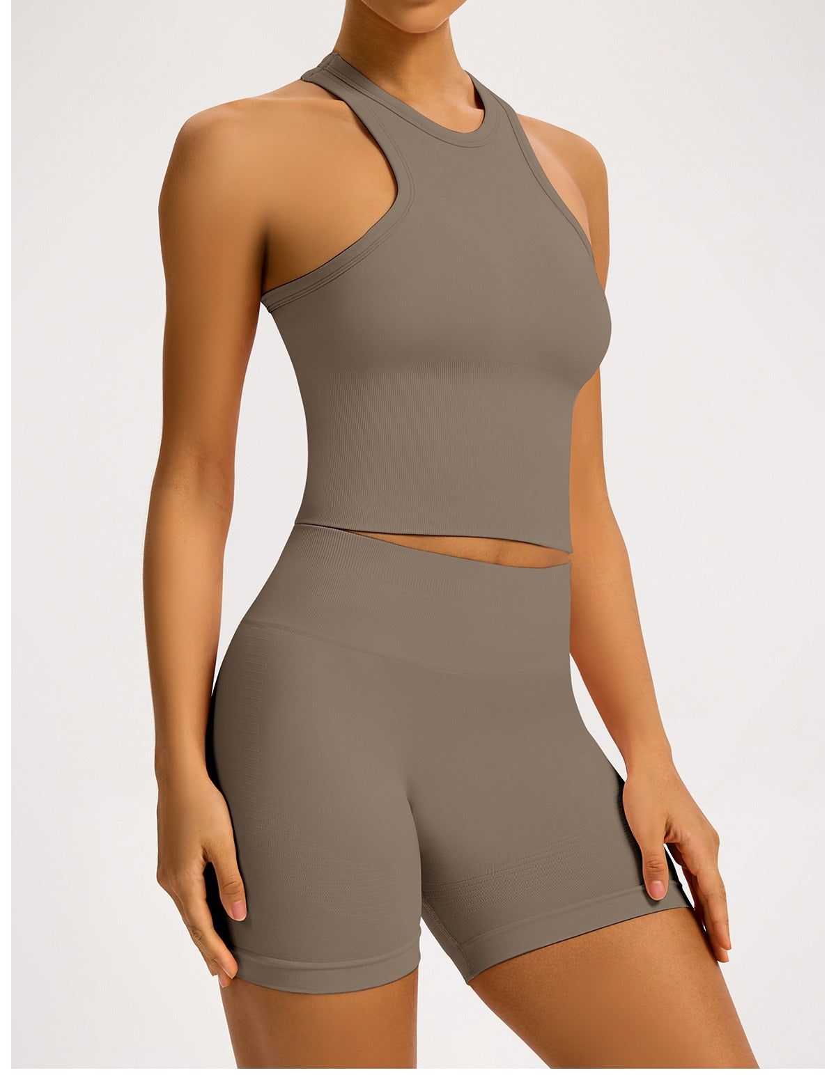 Short Sculptline™ Costa — Kaki, indossato (1)
