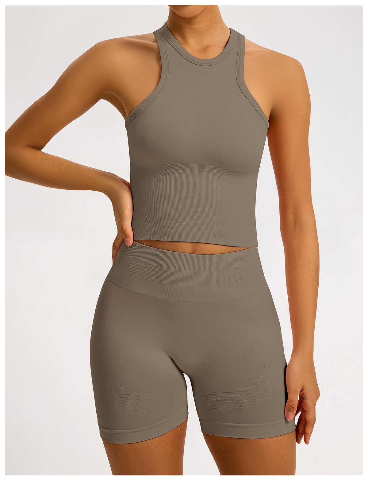 Short Sculptline™ Costa — Kaki, indossato (2)