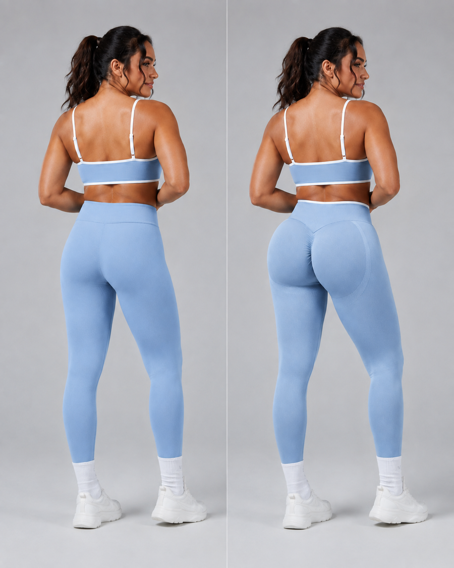 Camiseta sin mangas y leggings Sculptline Edge negros puestos