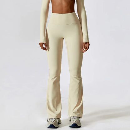 Set Sportivo Maglia Crop a Maniche Lunghe e Pantaloni a Zampa