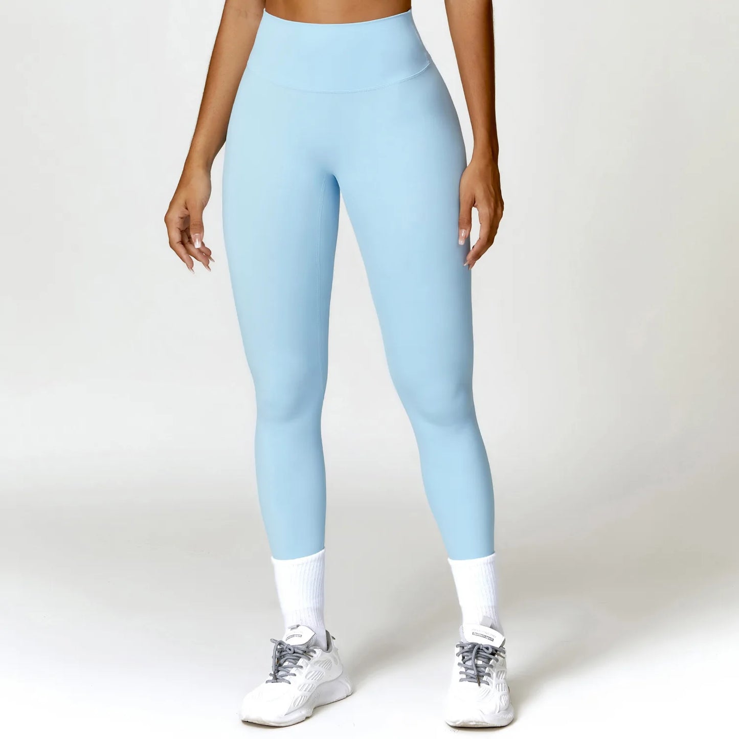 Leggings Vita Alta con Fondoschiena Arricciato - Azzurro Cielo