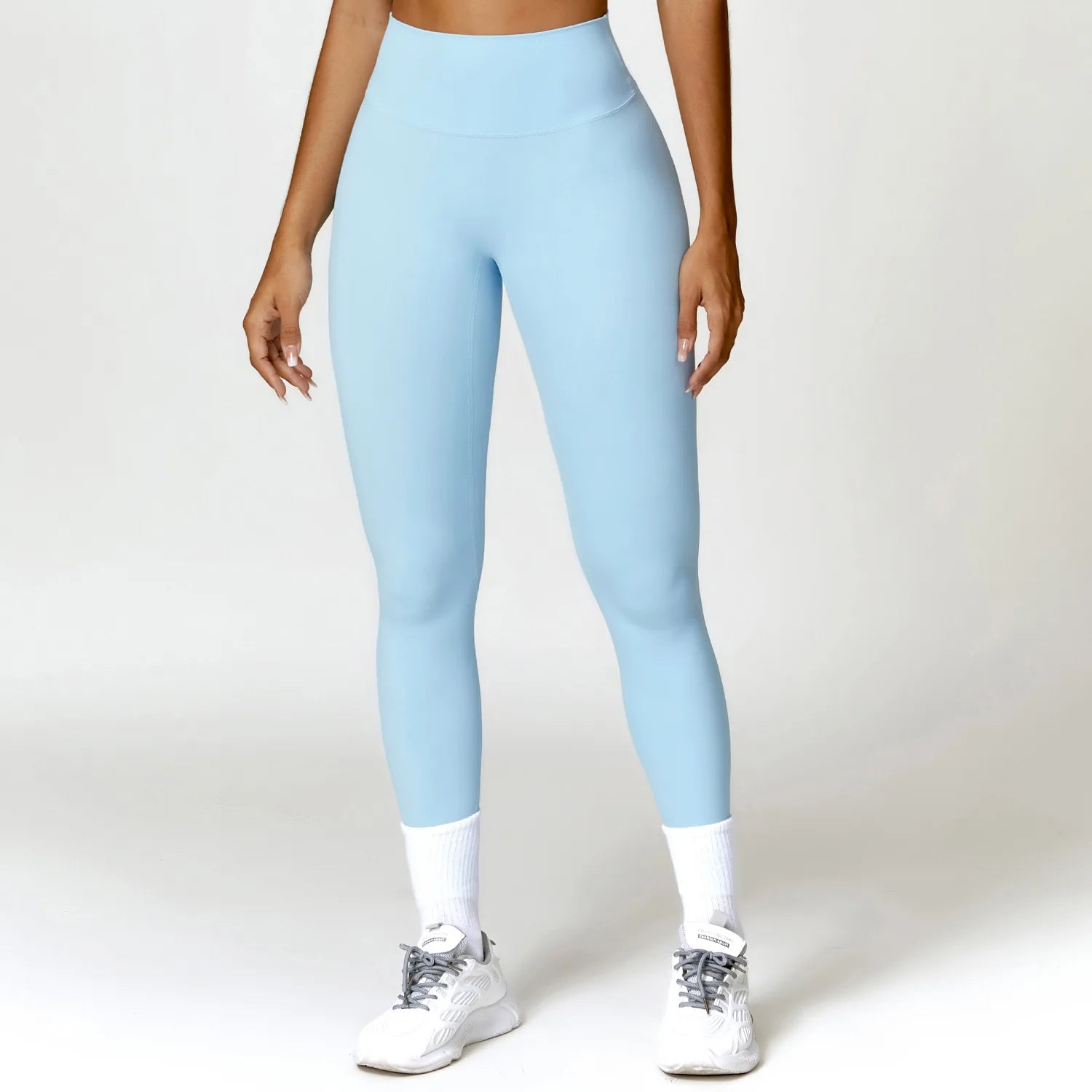 Leggings Vita Alta con Fondoschiena Arricciato - Azzurro Cielo