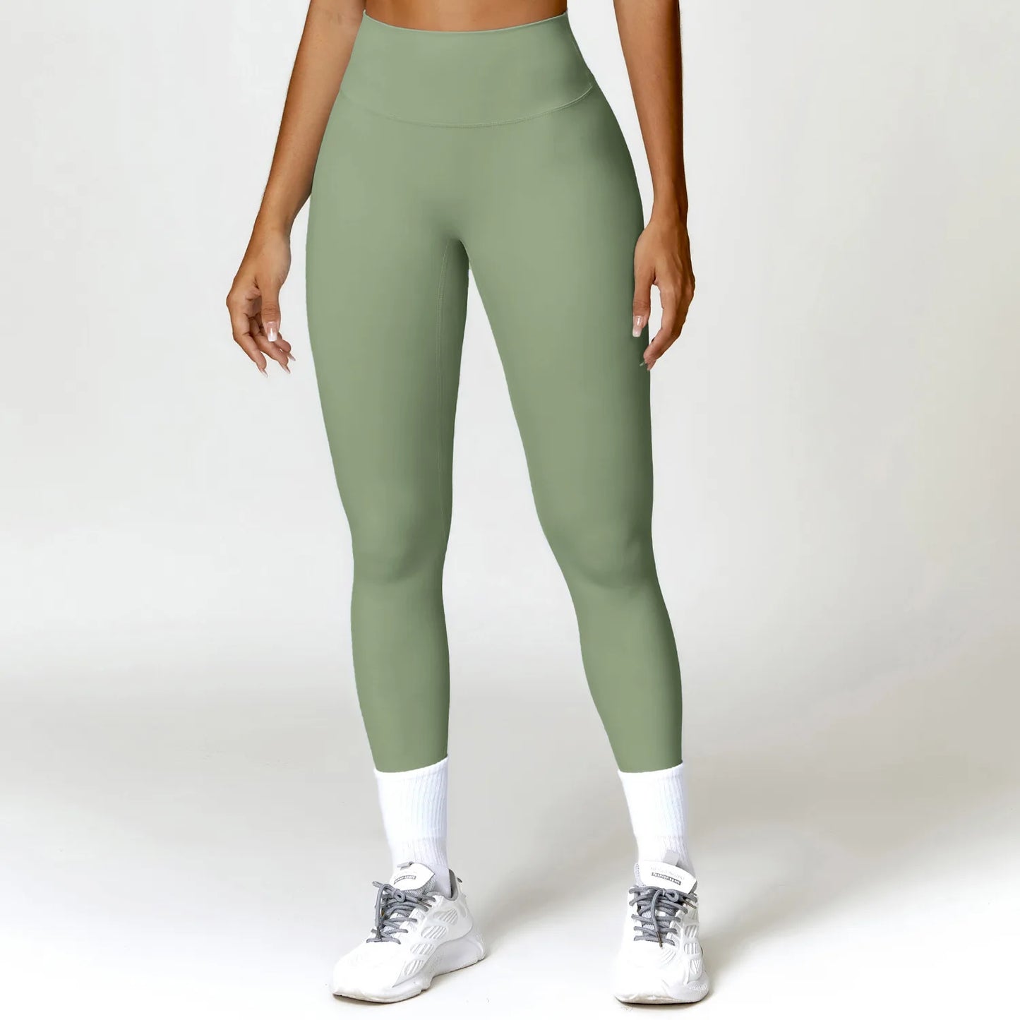 Leggings Vita Alta con Fondoschiena Arricciato - Verde Salvia