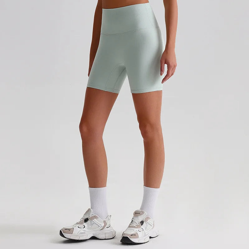 Pantaloncini Ciclista a Vita Alta in Tessuto Elasticizzato - Verde Salvia