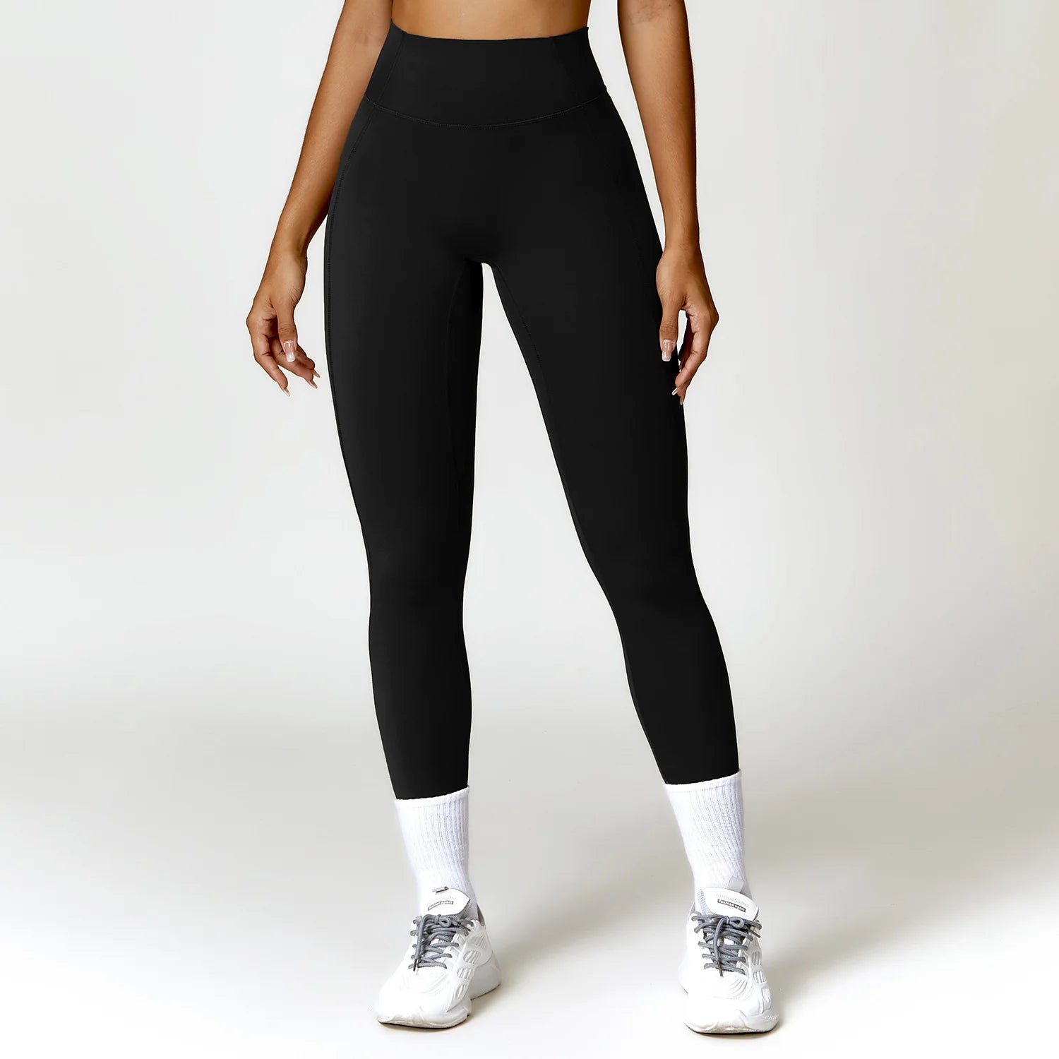 Leggings Vita Alta con Cucitura a V Posteriore - Nero