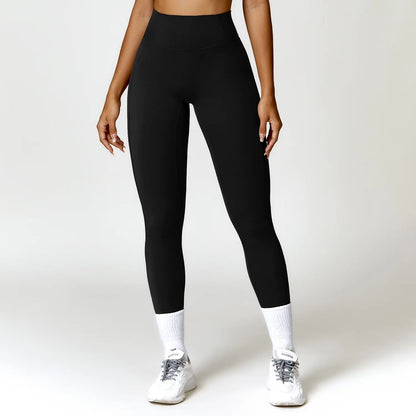 Leggings Vita Alta con Cucitura a V Posteriore - Nero