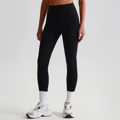Leggings Vita Alta con Cucitura a V Posteriore - Nero