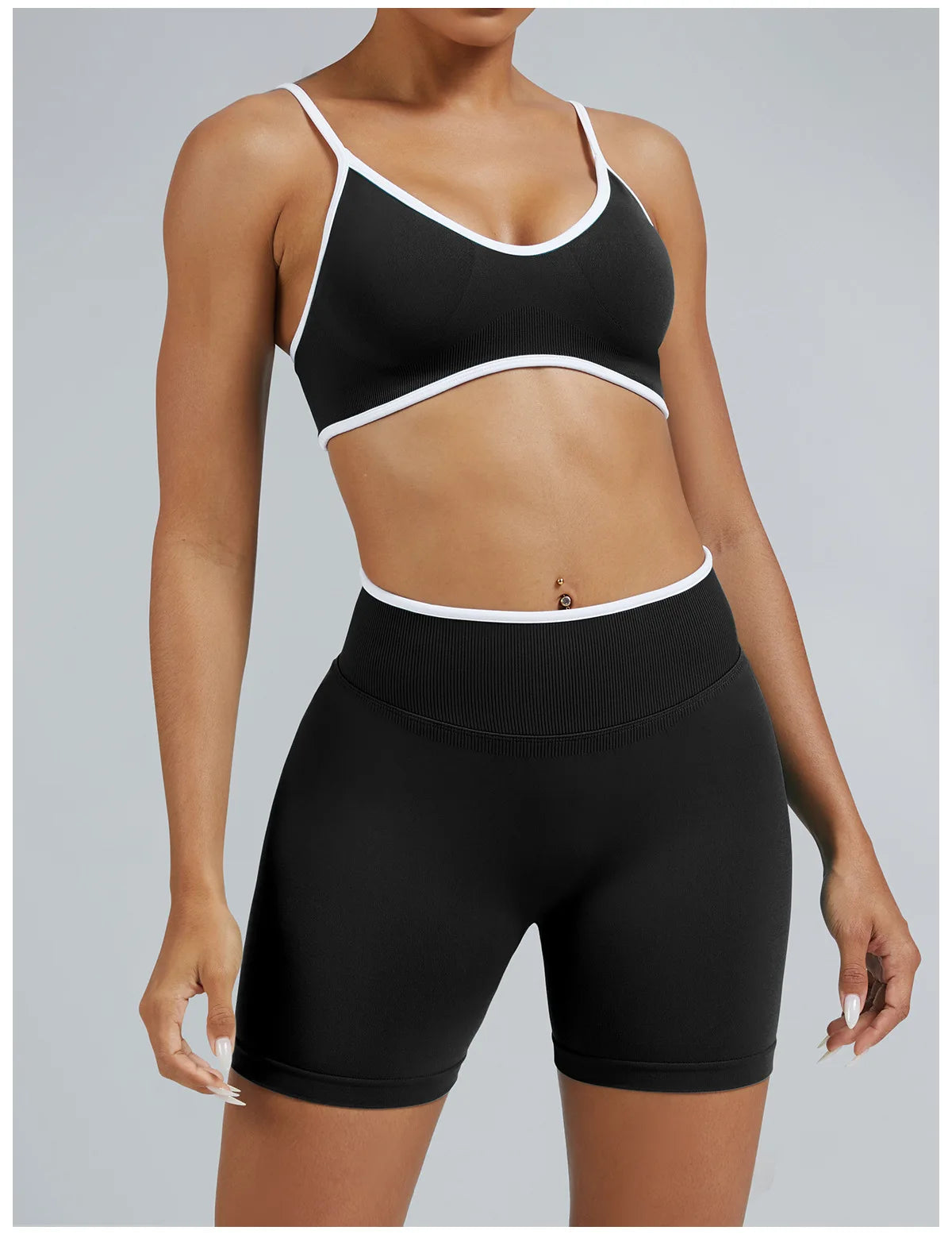 Reggiseno Sportivo Senza Cuciture con Spalline Sottili e Bordo a Contrasto