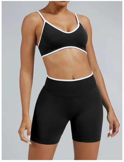 Reggiseno Sportivo Senza Cuciture con Spalline Sottili e Bordo a Contrasto