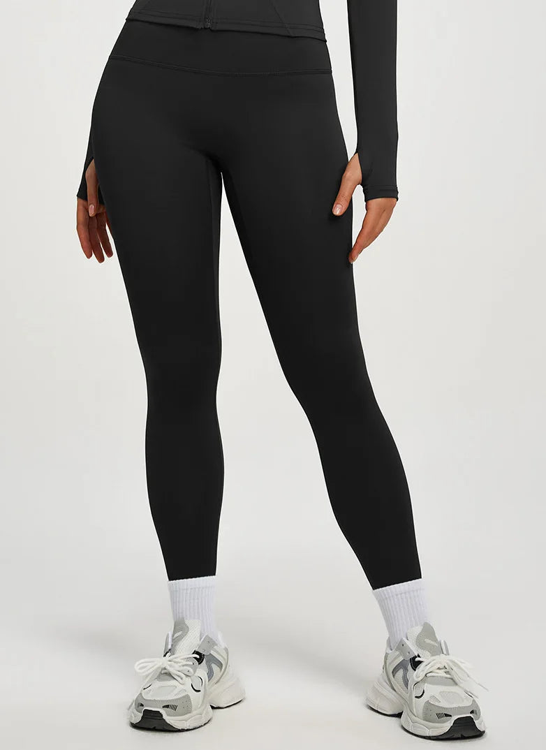 Leggings Vita Alta Modellanti con Cucitura a V Posteriore - Nero