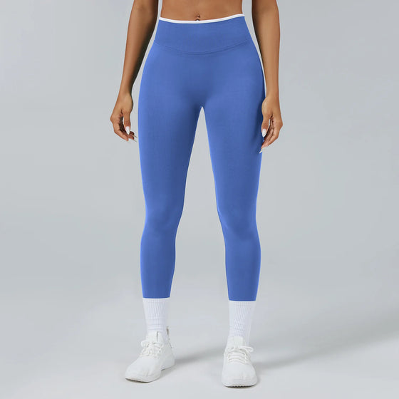Seamless High-Waisted Leggings with Push-Up Effect and Contrast Trim