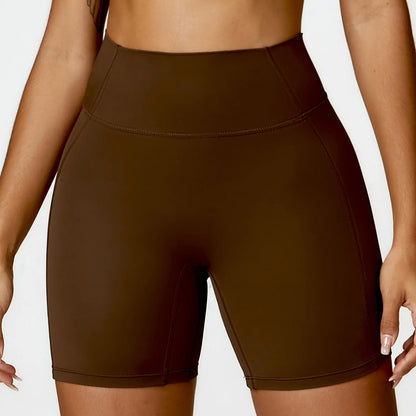 Pantaloncini Ciclista Vita Alta con Cucitura a V - Marrone Cioccolato