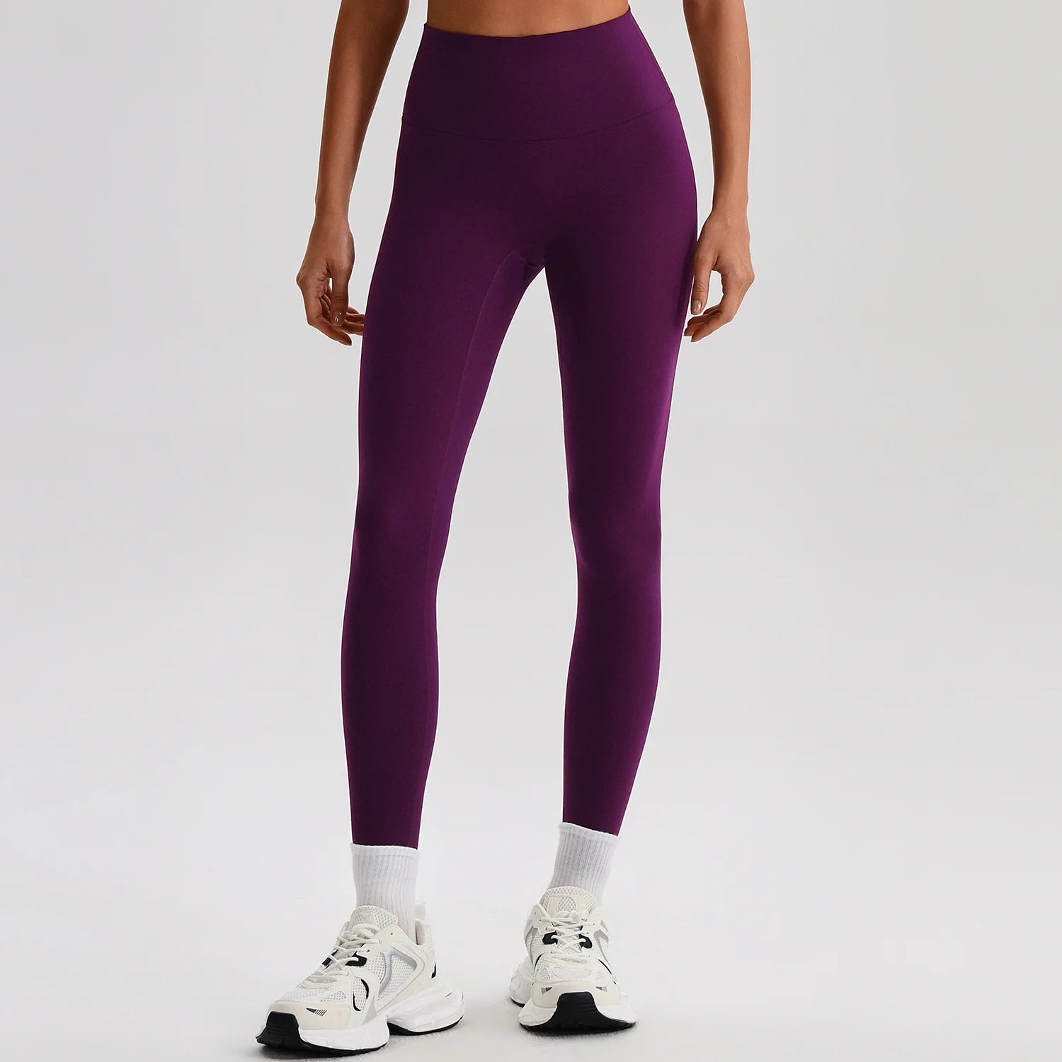 Leggings Vita Alta con Cucitura a V Posteriore - Melanzana