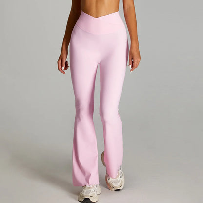 Set Due Pezzi Top con Nodo e Pantaloni Flare Rosa Confetto, pantalone