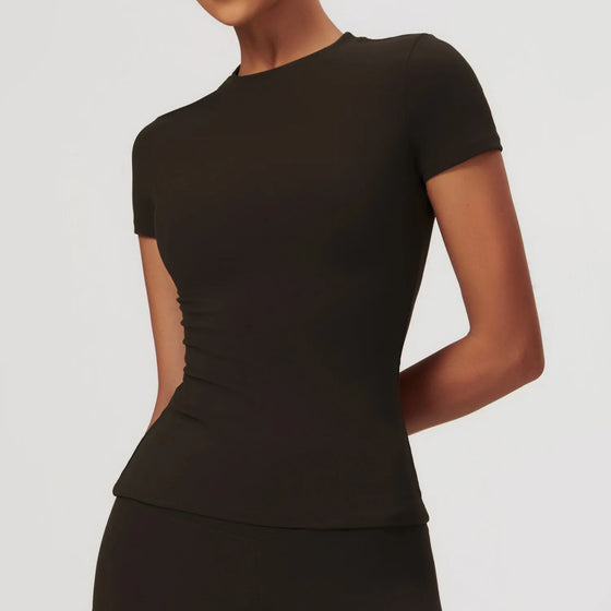 Fitted Short-Sleeve Crew-Neck Second-Skin Top