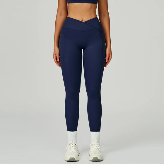 High-Waisted Leggings with V-Seam and Side Pockets