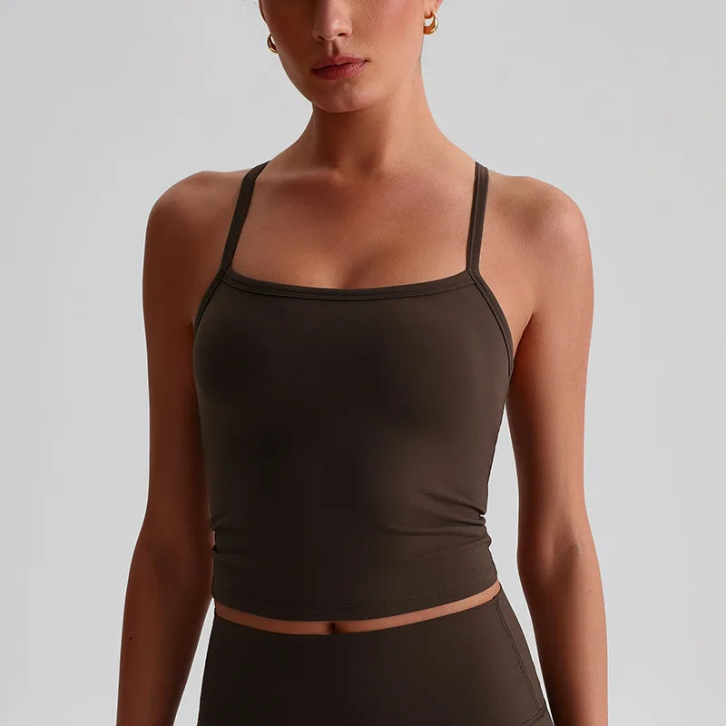 Canotta Sportiva Corta con Scollo Quadrato e Schiena a Y - Testa di Moro