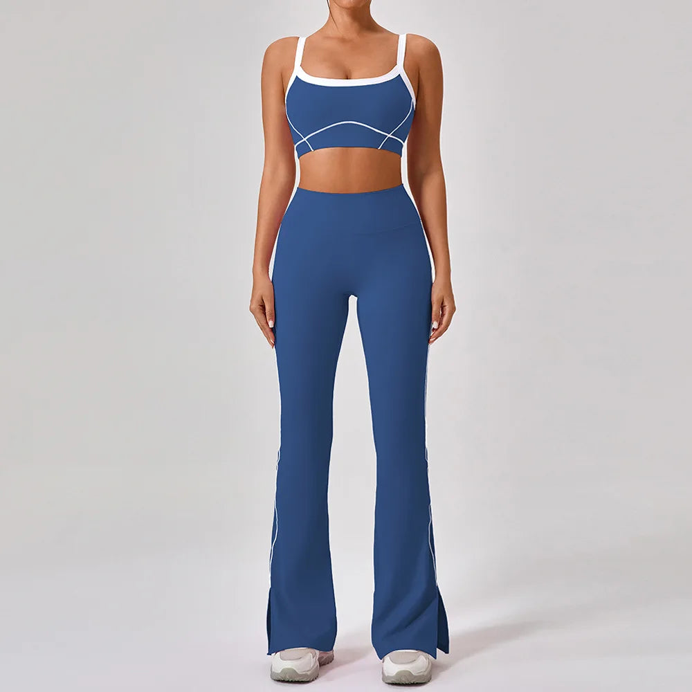 Reggiseno Sportivo con Spalline Sottili e Cuciture a Contrasto