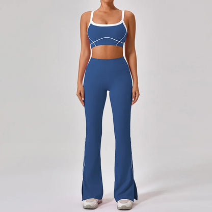Reggiseno Sportivo con Spalline Sottili e Cuciture a Contrasto