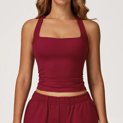 Canotta Sagomata con Scollo Quadrato e Schiena Racerback - Bordeaux