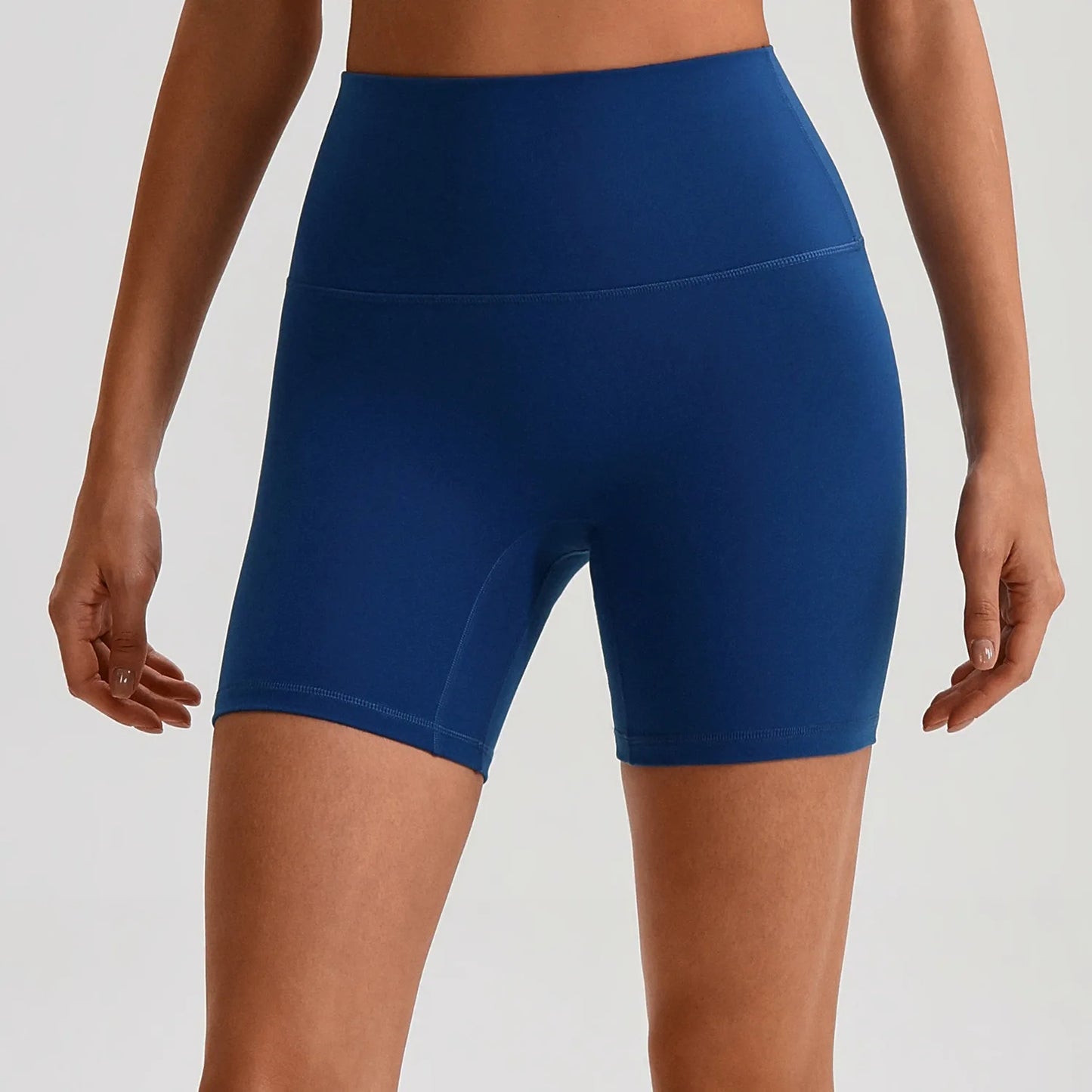 Pantaloncini Ciclista Vita Alta con Fascia Larga in Vita - Blu Cobalto