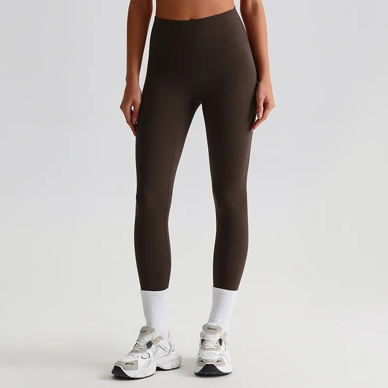 Leggings Vita Alta con Cucitura a V Posteriore - Testa di Moro