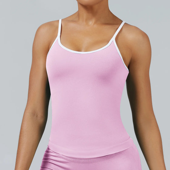 Seamless Sports Tank Top with Racerback and Contrast Trim