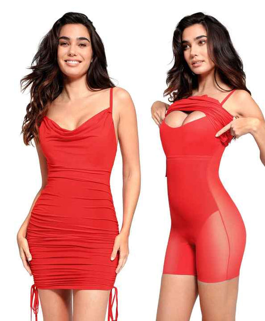 Drapiertes Minikleid — integrierte Shapewear