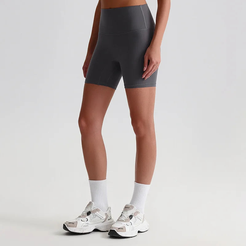 Pantaloncini Ciclista a Vita Alta in Tessuto Elasticizzato - Grigio Scuro