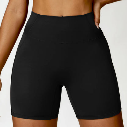 Pantaloncini Ciclista Vita Alta con Cucitura a V - Nero