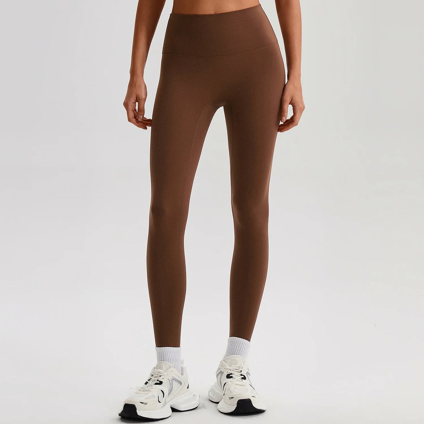Leggings Vita Alta con Cucitura a V Posteriore - Cacao