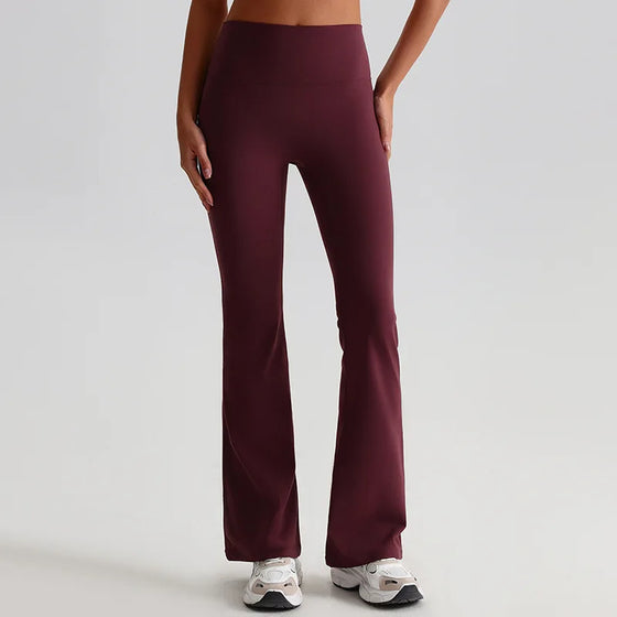 High-Waisted Flared Pants with Back V-Seam
