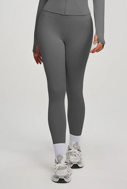 Leggings Vita Alta Modellanti con Cucitura a V Posteriore - Grigio