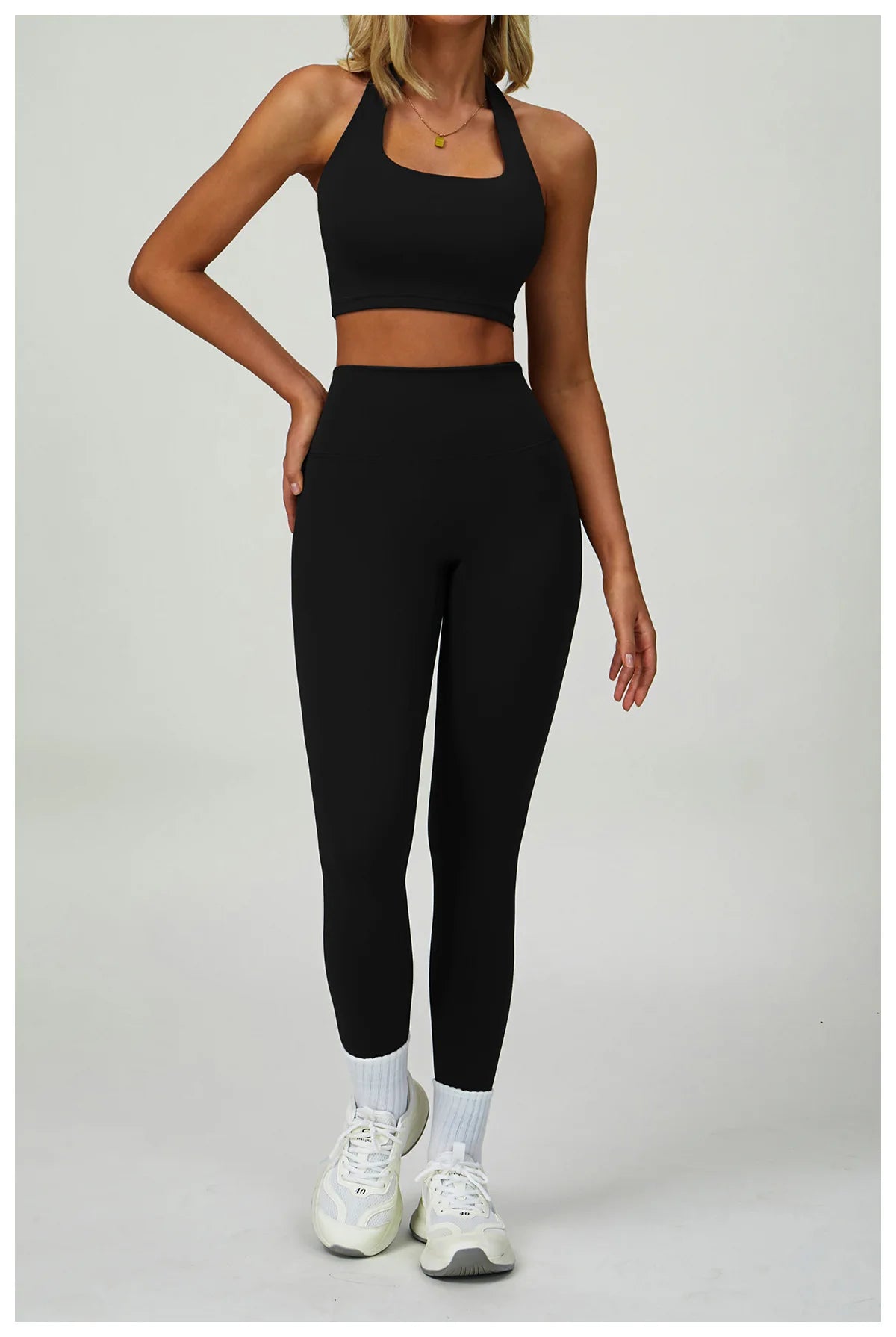 Leggings Vita Alta con Cintura a V sul Retro e Cavallo Sagomato
