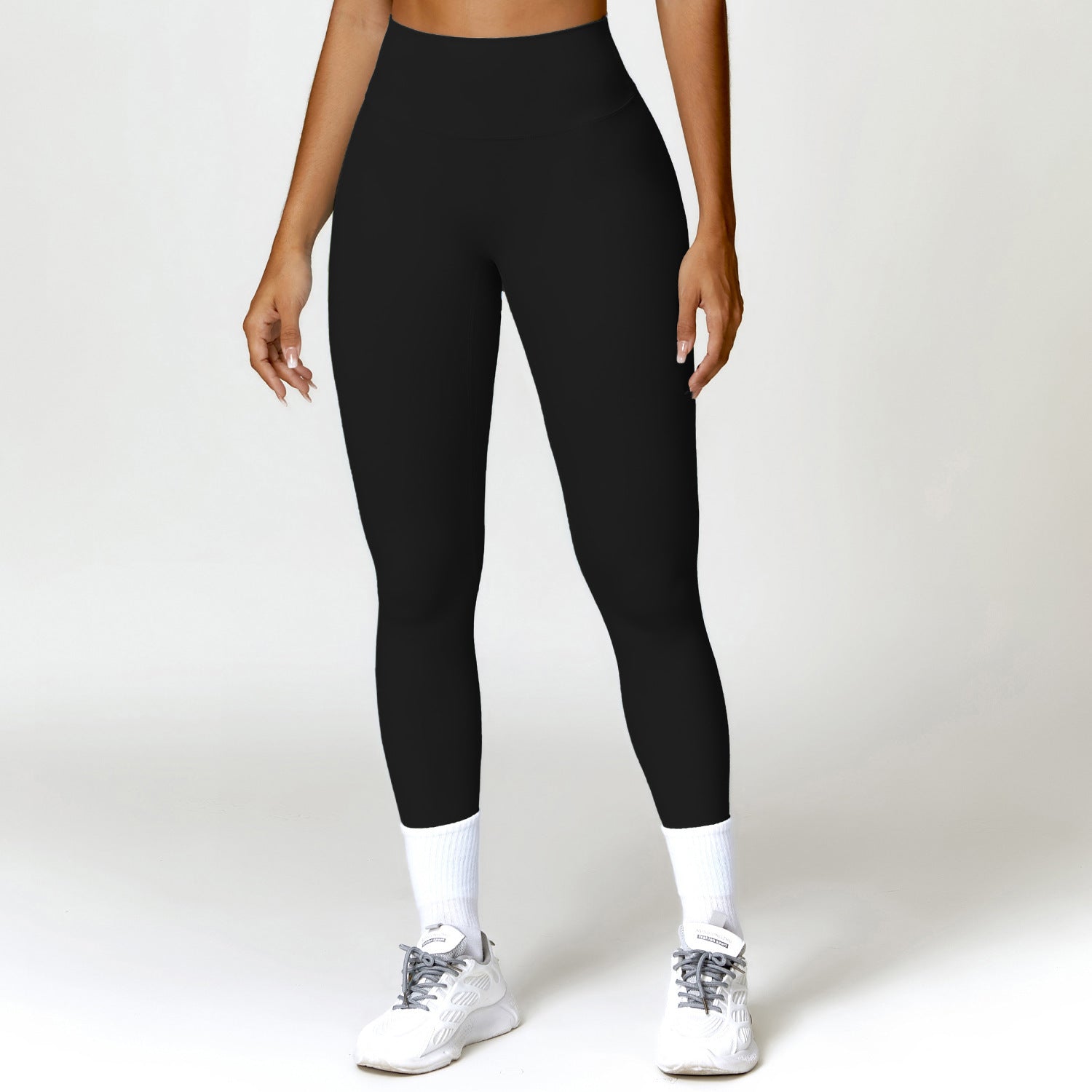 Leggings Vita Alta con Fondoschiena Arricciato - Nero