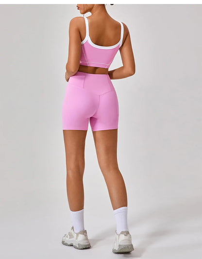 Reggiseno Sportivo con Spalline Sottili e Cuciture a Contrasto