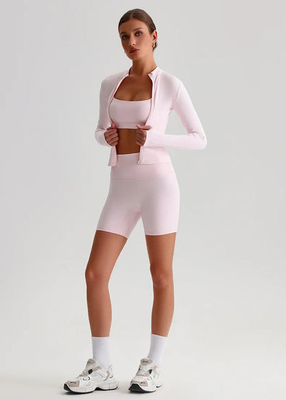 Set Tre Pezzi Giacca Corta Reggiseno e Pantaloncini Ciclista