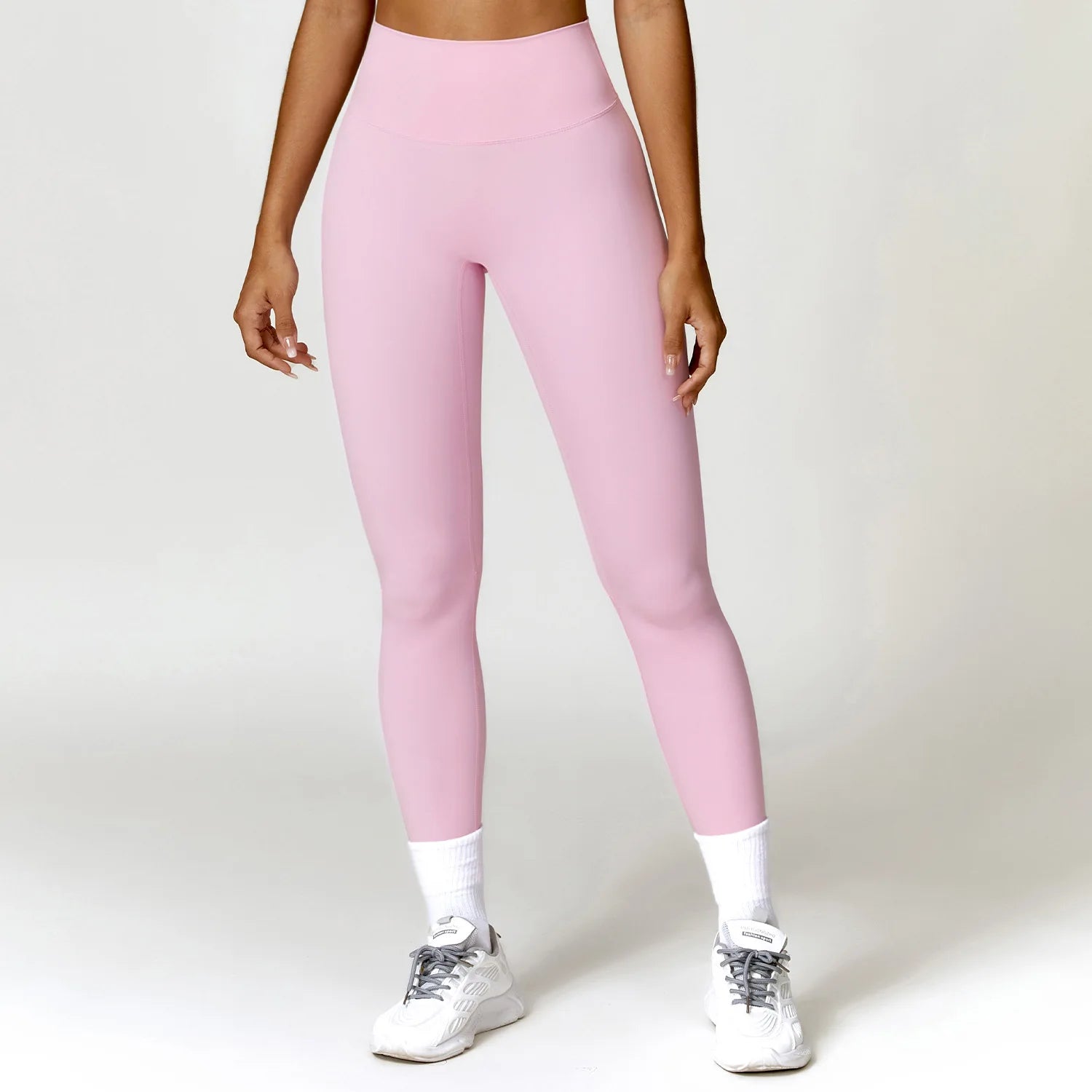 Leggings Vita Alta con Fondoschiena Arricciato - Rosa Cipria