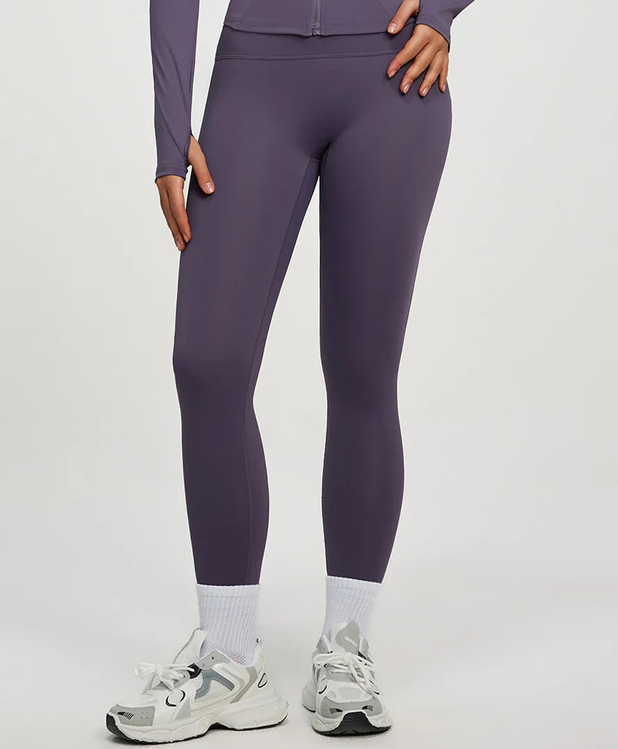 Leggings Vita Alta Modellanti con Cucitura a V Posteriore - Viola Polvere