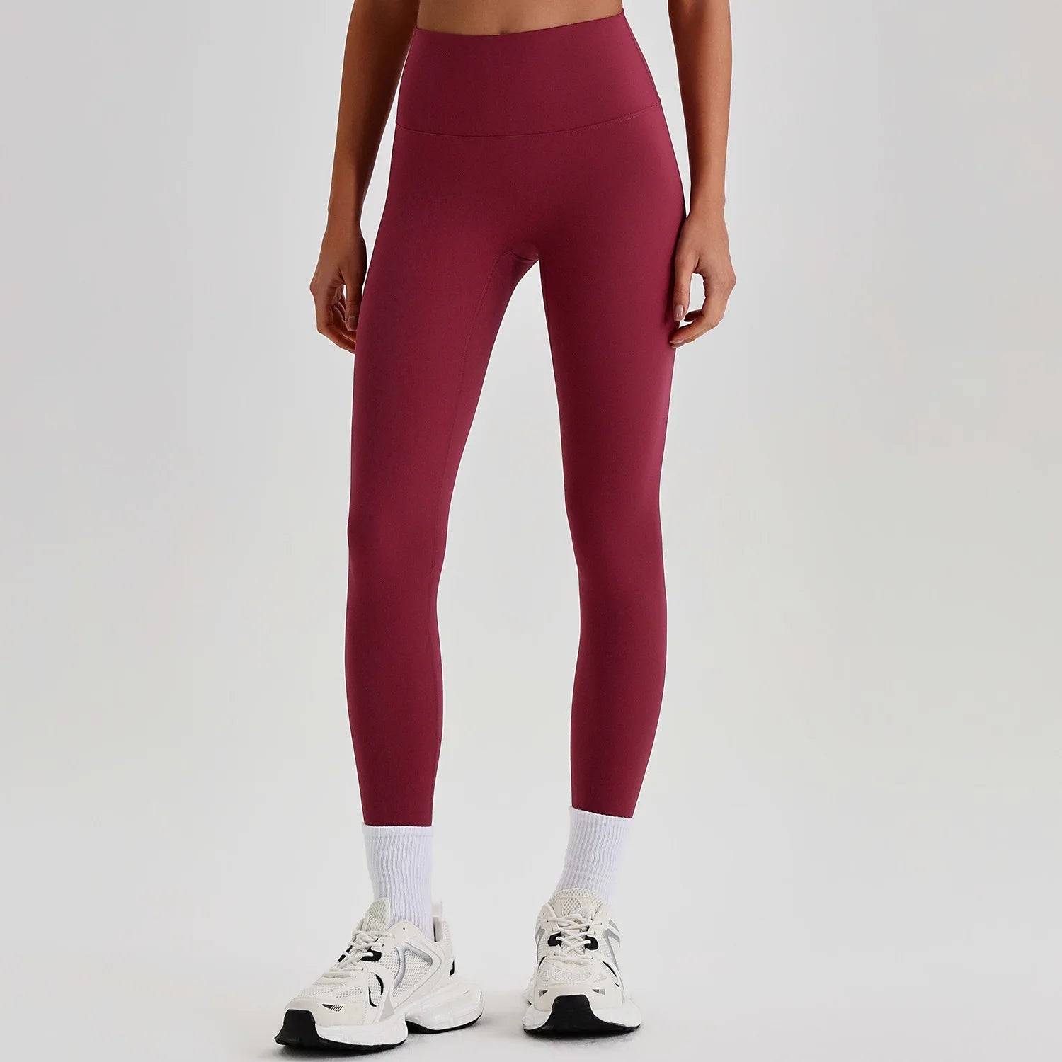 Leggings Vita Alta con Cucitura a V Posteriore - Bordeaux