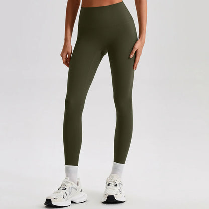Leggings Vita Alta con Cucitura a V Posteriore - Verde Militare